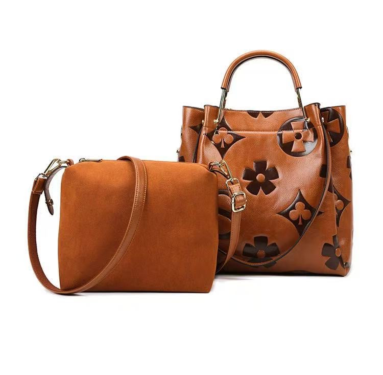 Genuine Cowhide Women's Bucket Bag