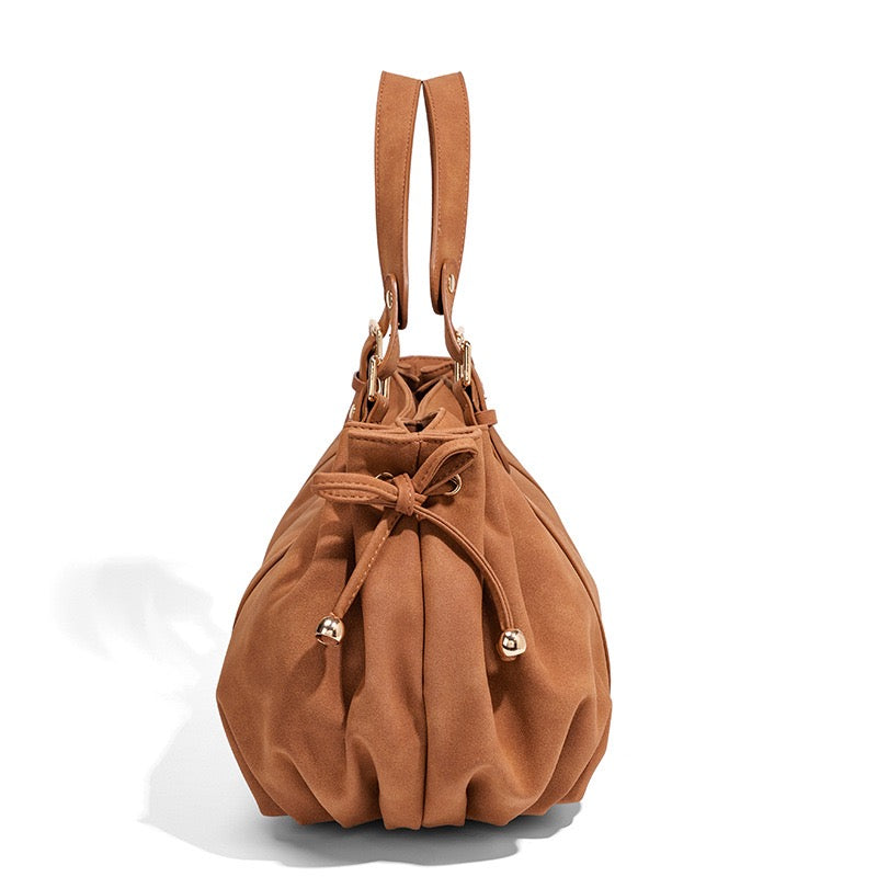 Elegant Large Capacity Pleated Boston Shoulder Bag Top Handle