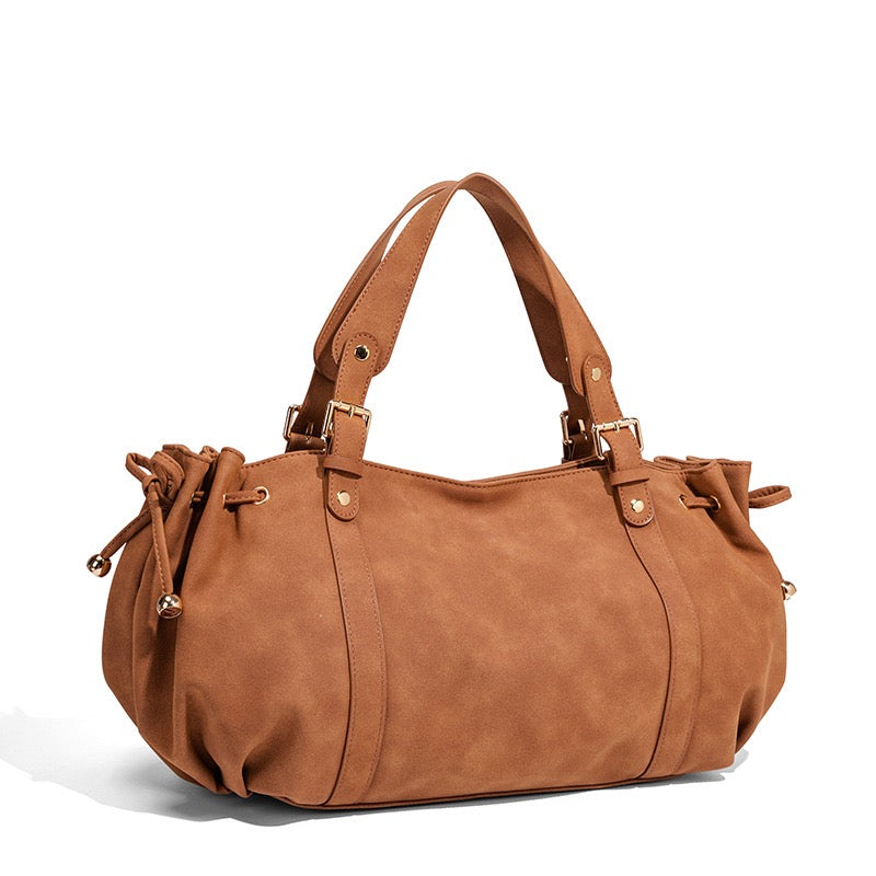 Elegant Large Capacity Pleated Boston Shoulder Bag Top Handle