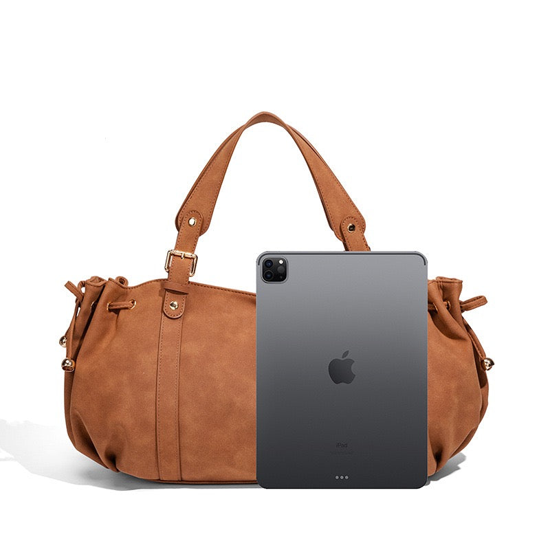 Elegant Large Capacity Pleated Boston Shoulder Bag Top Handle