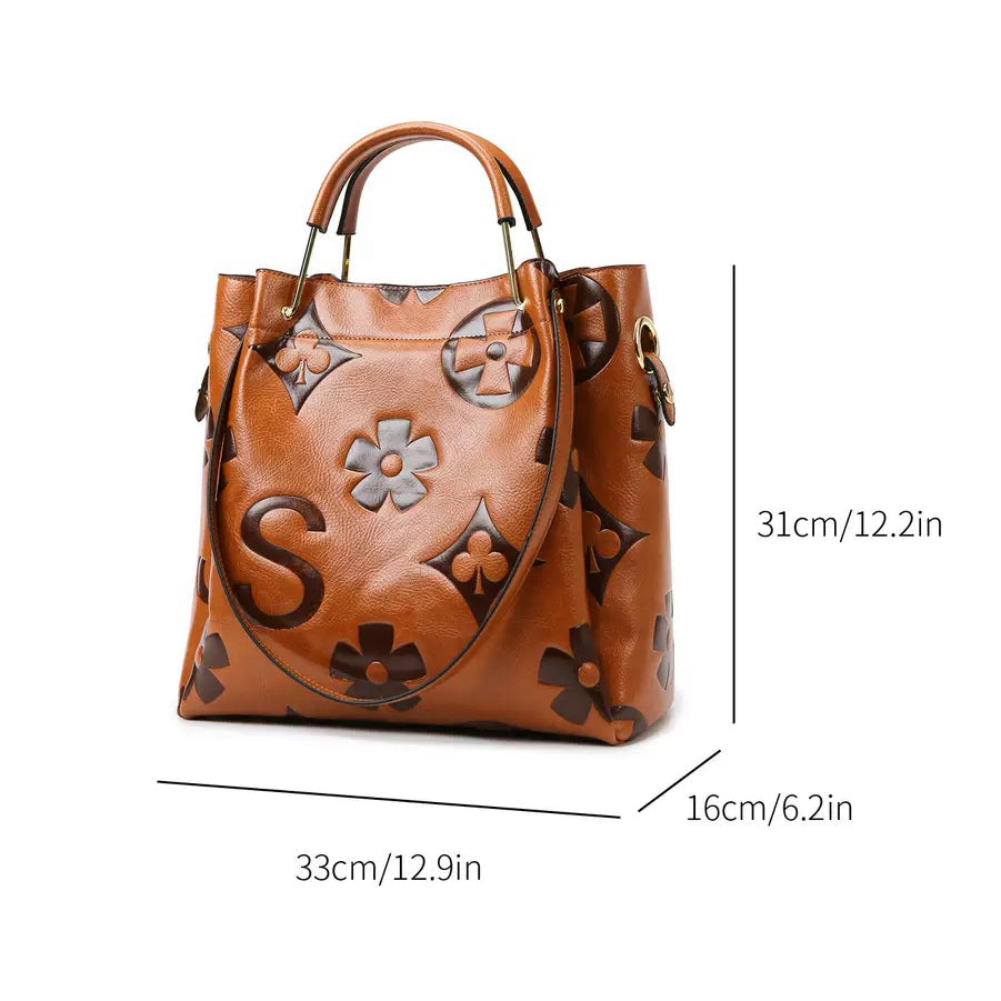 Genuine Cowhide Women's Bucket Bag