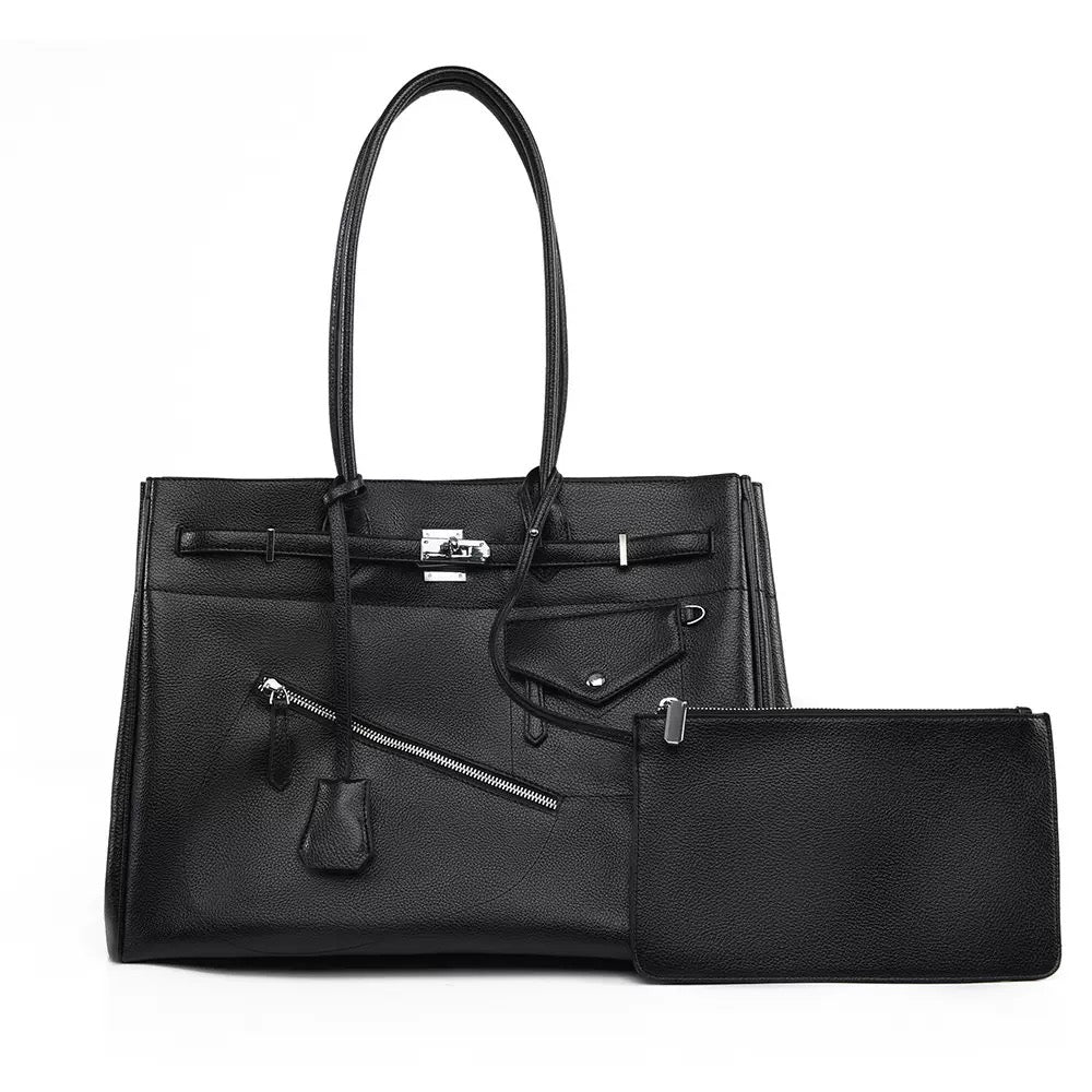 Functional and Stylish Shoulder Bag with Internal Pockets and Secure Zipper Top