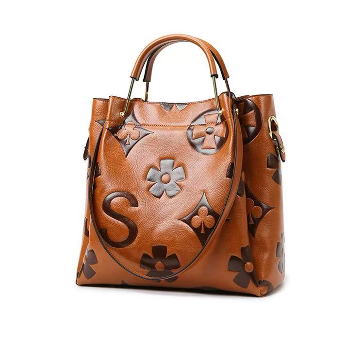 Genuine Cowhide Women's Bucket Bag